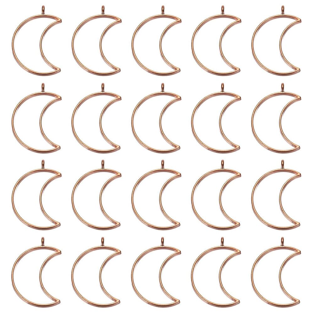 2749 40pcs Open Bezels, Resin Bezels Pendants Moon Open Back Bezels Alloy